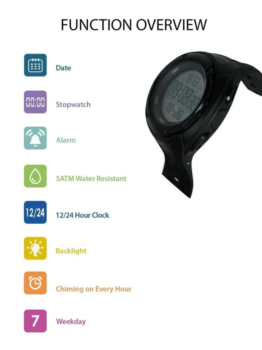 George Men's Digital Sport Wristwatch Plastic Strap